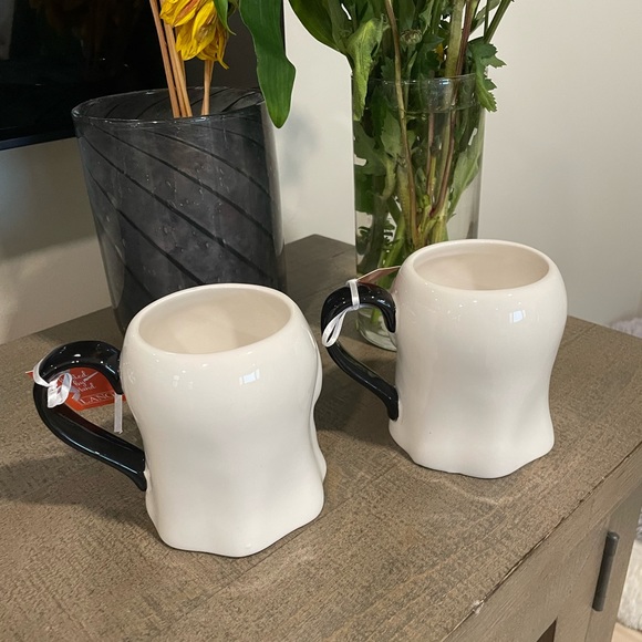 LANG WHITE CERAMIC GHOST MUGS W/ORANGE PUMPKINS 2023 - Picture 4 of 7